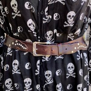 Rocker Crystal Studded Leather Belt M